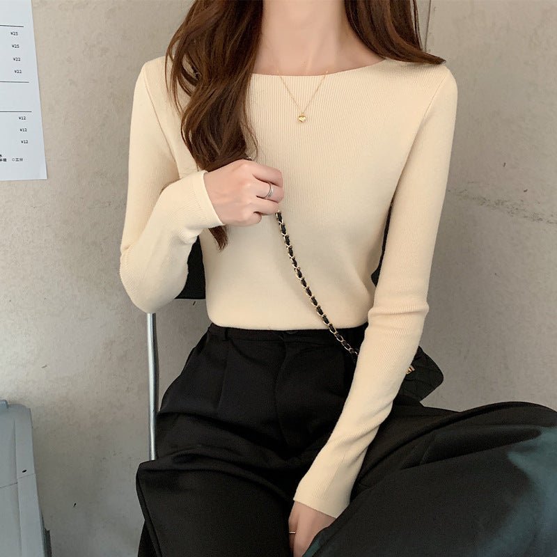 Autumn and winter new inner slim - fitting tight - fitting knitted sweater top foreign style long - sleeved soft waxy pullover women's bottoming shirt - Negative Apparel