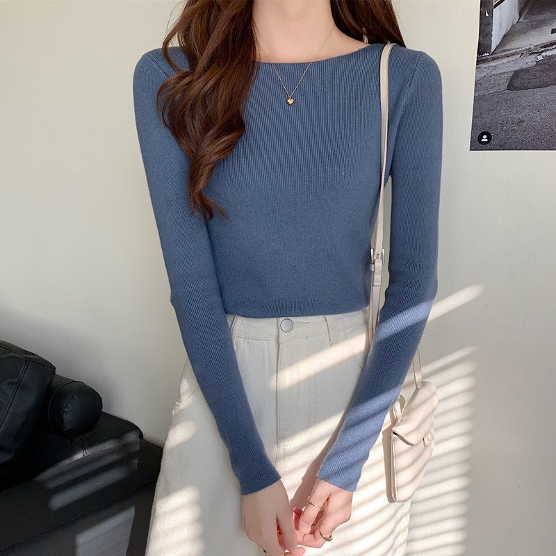 Autumn and winter new inner slim - fitting tight - fitting knitted sweater top foreign style long - sleeved soft waxy pullover women's bottoming shirt - Negative Apparel