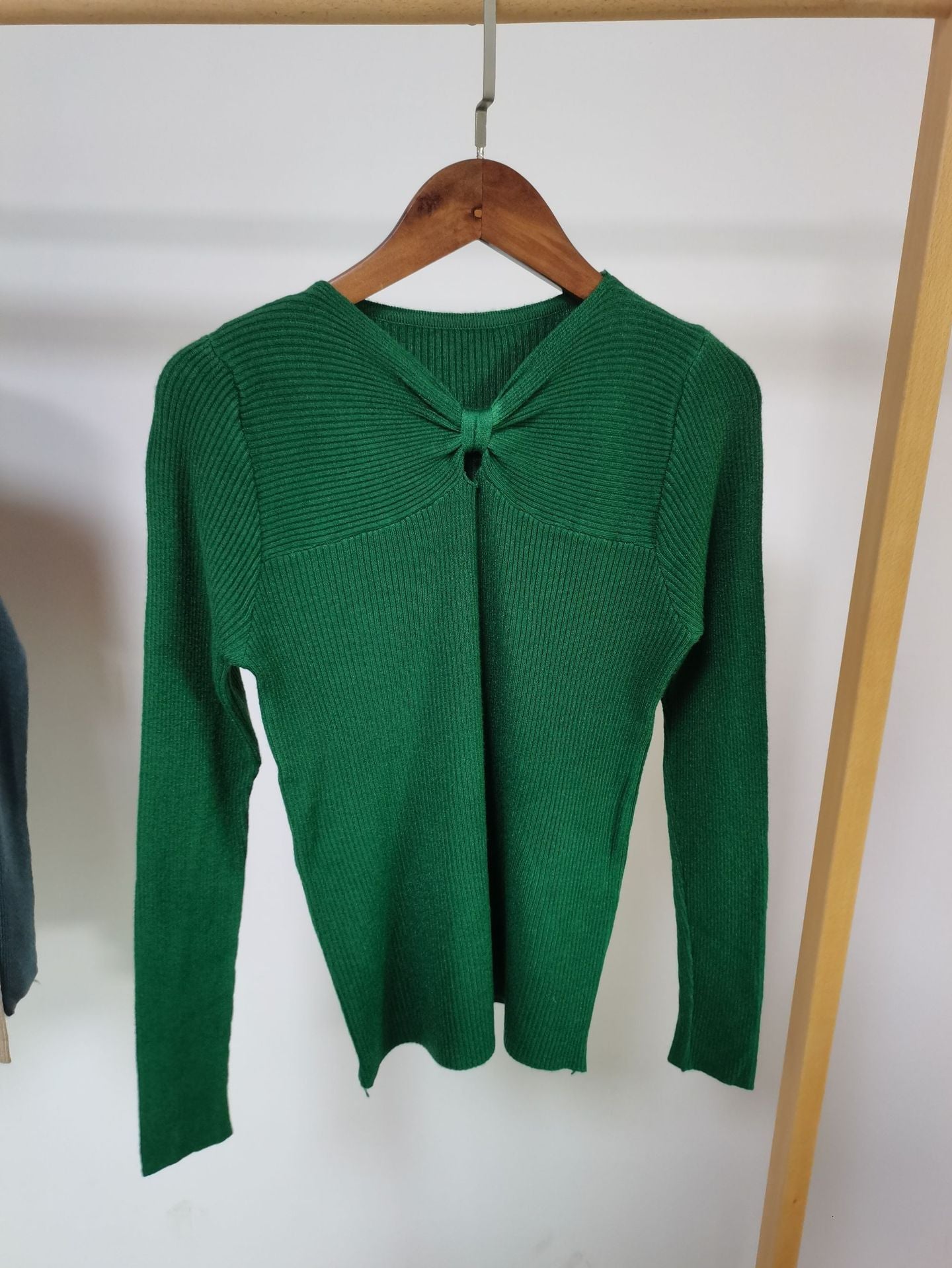 Autumn and winter new knitted sweater women's heart machine hollow bottoming shirt design sense with V - neck long - sleeved slim top - Negative Apparel