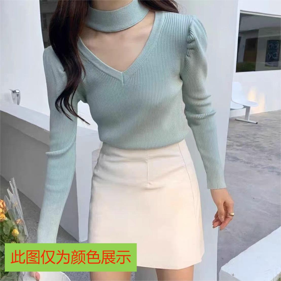 Autumn and winter new semi - turtleneck lace bottoming shirt fashionable foreign high - end slim - fitting knitted sweater women's long - sleeved top - Negative Apparel