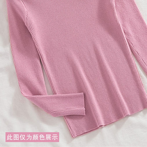 Autumn and winter new semi - turtleneck lace bottoming shirt fashionable foreign high - end slim - fitting knitted sweater women's long - sleeved top - Negative Apparel
