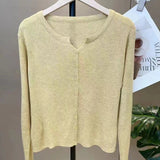 Autumn and winter new V - neck knitted sweater women's thin long - sleeved solid color short outer slim - fit sweater cardigan jacket top - Negative Apparel