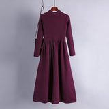 Autumn and winter semi - turtleneck pendulum long knitted dress waist thin long - sleeved sweater backing skirt women's core - spun yarn - Negative Apparel