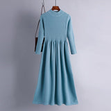 Autumn and winter semi - turtleneck pendulum long knitted dress waist thin long - sleeved sweater backing skirt women's core - spun yarn - Negative Apparel