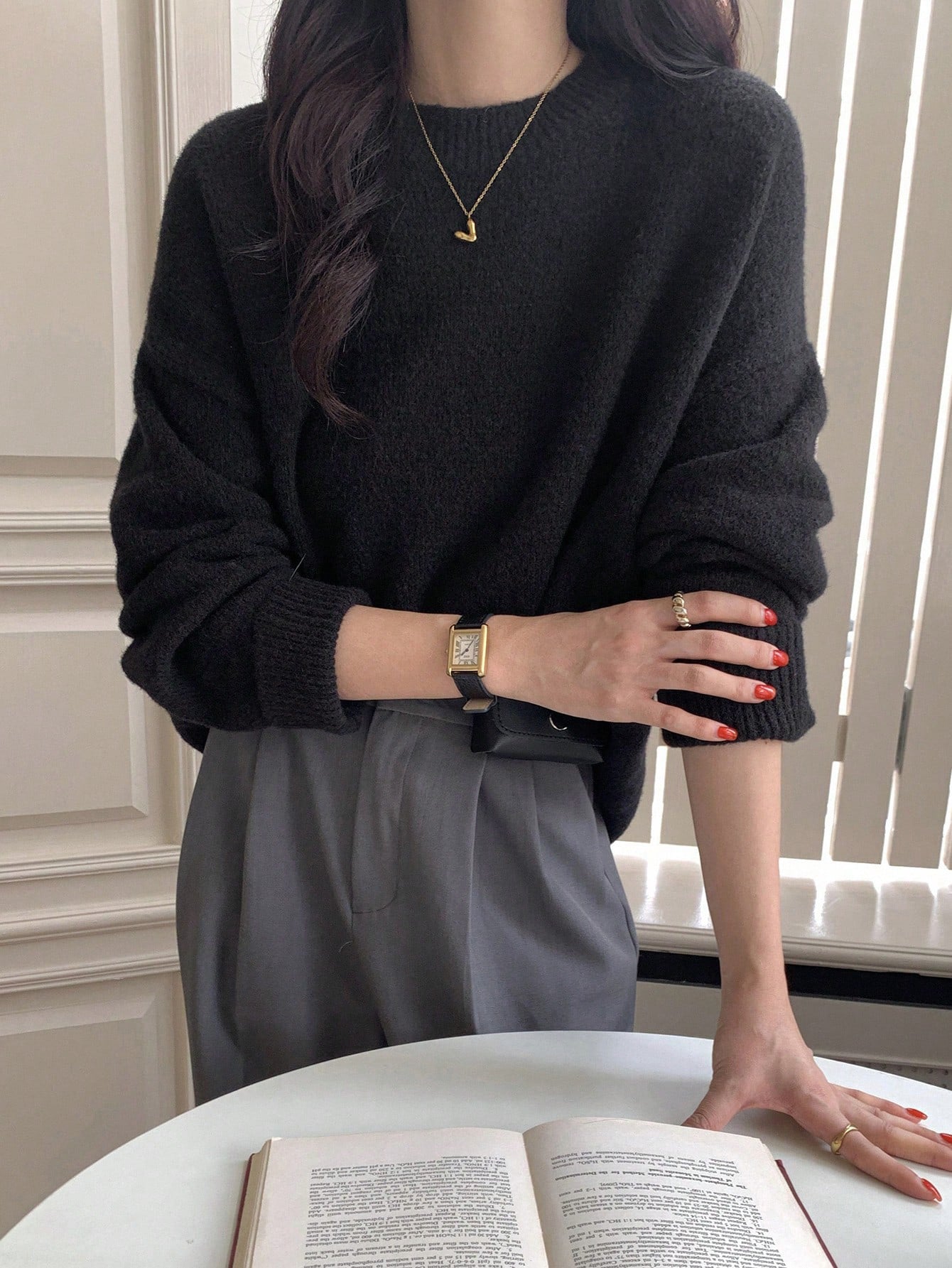 Autumn Loose Fit Pullover Sweater for Women – Soft Knit Minimalist Top - Negative Apparel