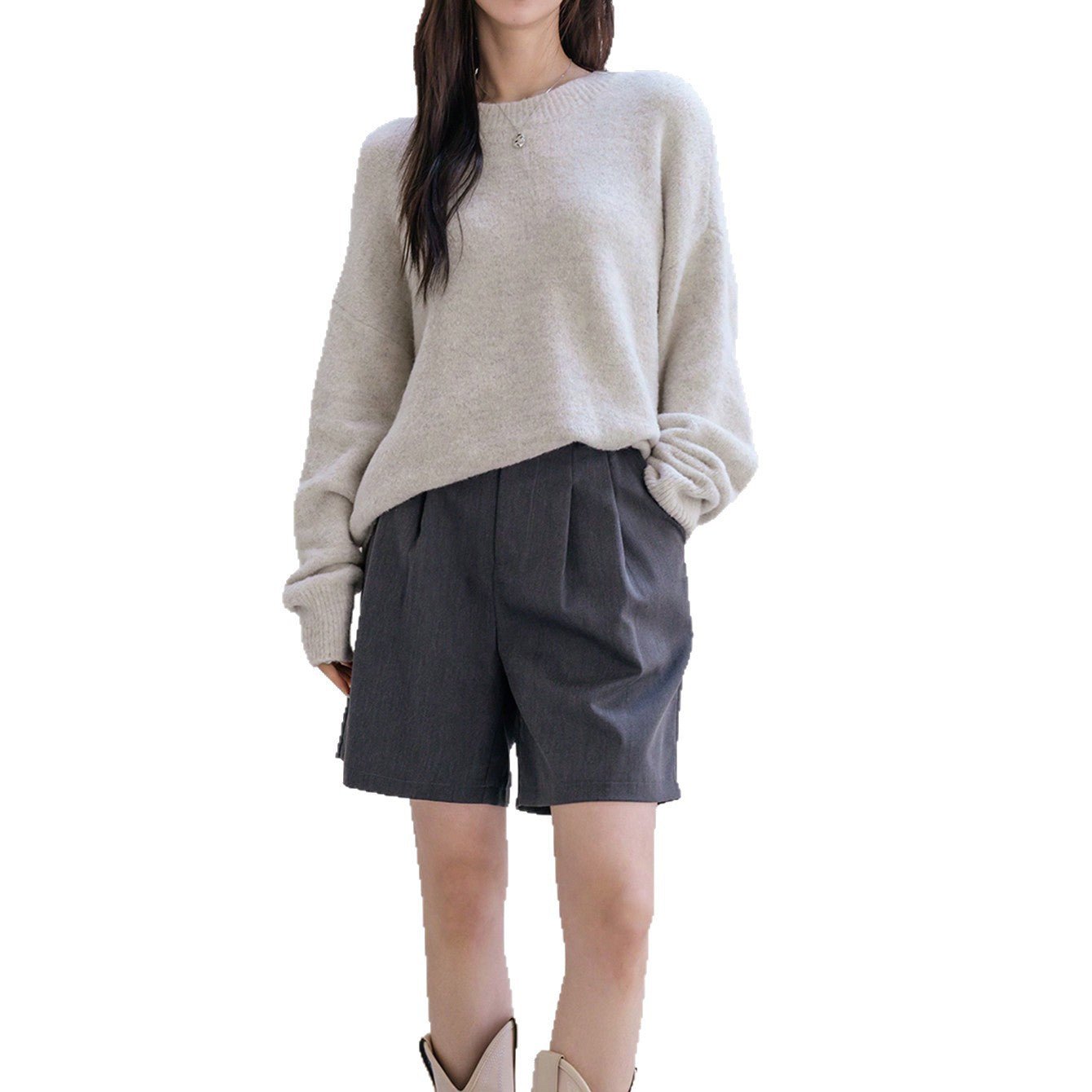 Autumn Loose Fit Pullover Sweater for Women – Soft Knit Minimalist Top - Negative Apparel