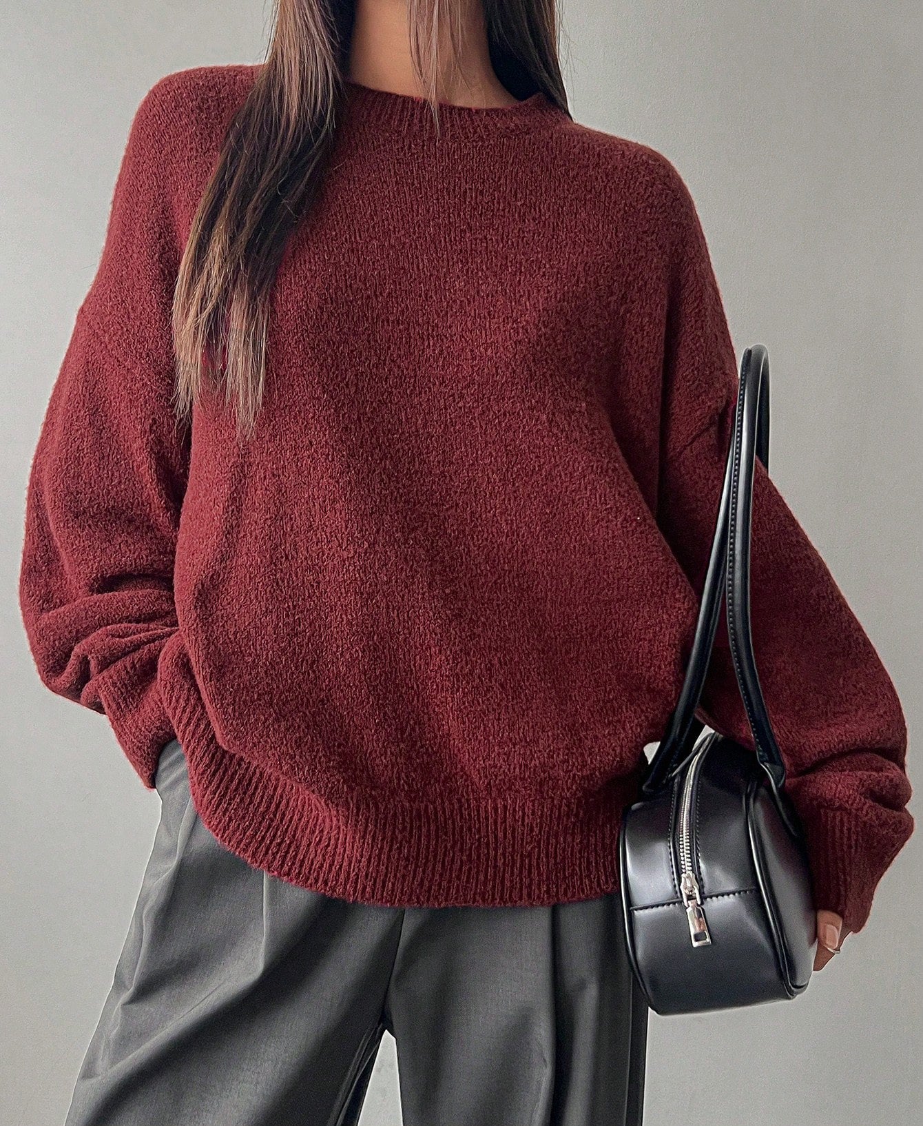 Autumn Loose Fit Pullover Sweater for Women – Soft Knit Minimalist Top - Negative Apparel