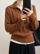 Autumn Winter Women’s Lapel Cardigan – Retro Thick Knit Sweater, Loose Fit - Negative Apparel