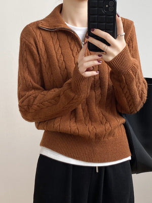 Autumn Winter Women’s Lapel Cardigan – Retro Thick Knit Sweater, Loose Fit - Negative Apparel