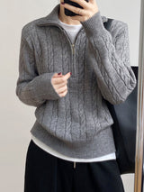 Autumn Winter Women’s Lapel Cardigan – Retro Thick Knit Sweater, Loose Fit - Negative Apparel