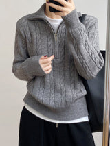 Autumn Winter Women’s Lapel Cardigan – Retro Thick Knit Sweater, Loose Fit - Negative Apparel