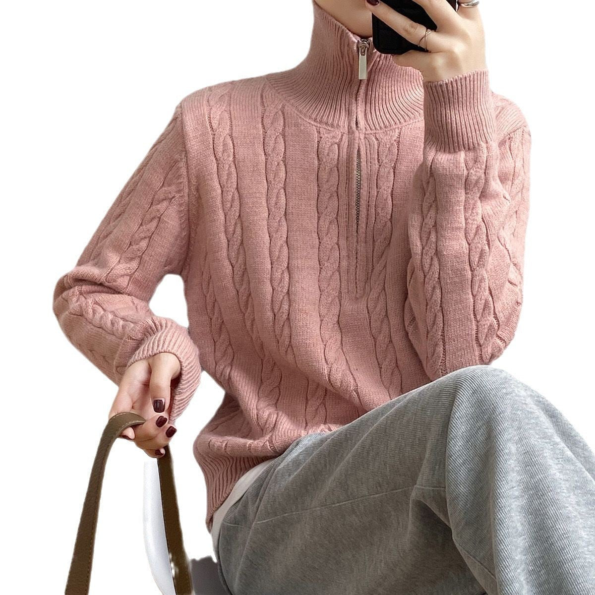 Autumn Winter Women’s Lapel Cardigan – Retro Thick Knit Sweater, Loose Fit - Negative Apparel