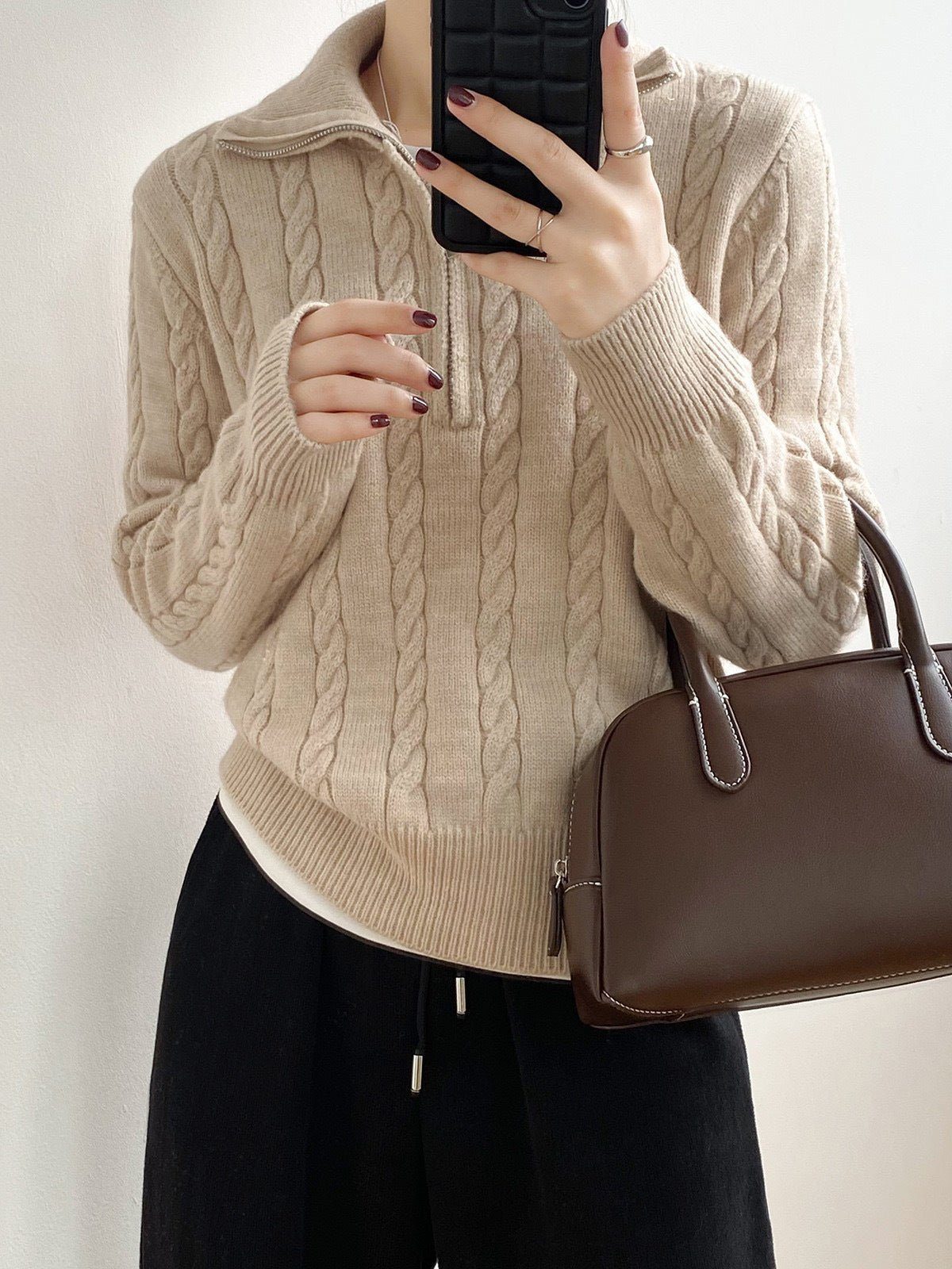 Autumn Winter Women’s Lapel Cardigan – Retro Thick Knit Sweater, Loose Fit - Negative Apparel