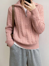 Autumn Winter Women’s Lapel Cardigan – Retro Thick Knit Sweater, Loose Fit - Negative Apparel