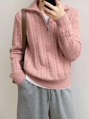 Autumn Winter Women’s Lapel Cardigan – Retro Thick Knit Sweater, Loose Fit - Negative Apparel