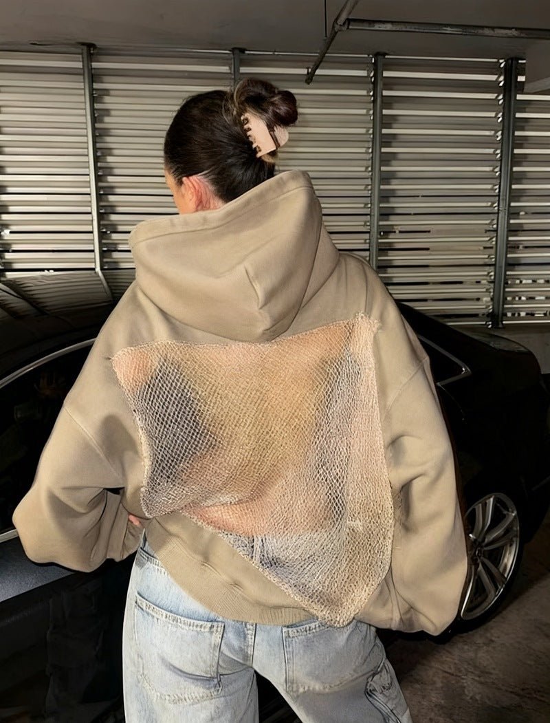 Backless Mesh Hoodie | Net Detail Sweatshirt - Negative Apparel