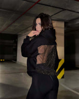 Backless Mesh Hoodie | Net Detail Sweatshirt - Negative Apparel