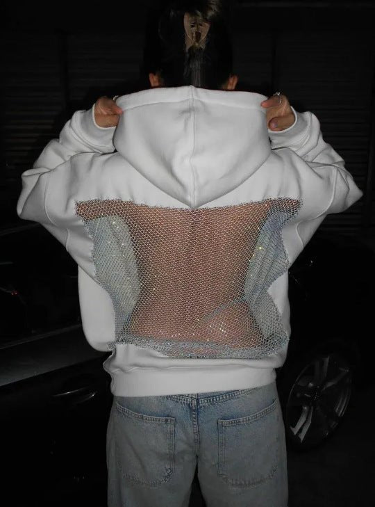 Backless Mesh Hoodie | Net Detail Sweatshirt - Negative Apparel