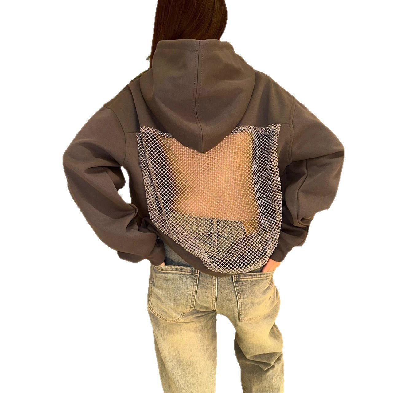 Backless Mesh Hoodie | Net Detail Sweatshirt - Negative Apparel