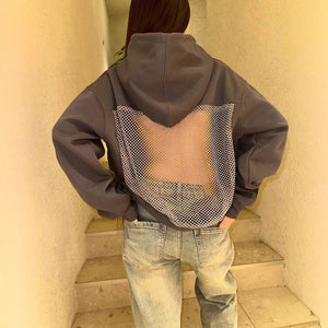 Backless Mesh Hoodie | Net Detail Sweatshirt - Negative Apparel