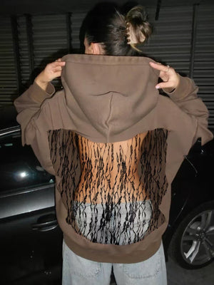 Backless Mesh Hoodie | Net Detail Sweatshirt - Negative Apparel