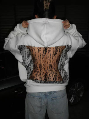 Backless Mesh Hoodie | Net Detail Sweatshirt - Negative Apparel
