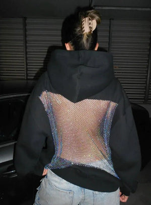 Backless Mesh Hoodie | Net Detail Sweatshirt - Negative Apparel