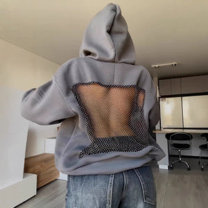 Backless Mesh Hoodie | Net Detail Sweatshirt - Negative Apparel