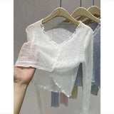 Bamboo hemp knitted sunscreen cardigan Thin women's summer suspender shawl French outer blouse Small vest jacket - Negative Apparel