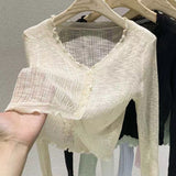 Bamboo hemp knitted sunscreen cardigan Thin women's summer suspender shawl French outer blouse Small vest jacket - Negative Apparel