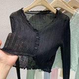 Bamboo hemp knitted sunscreen cardigan Thin women's summer suspender shawl French outer blouse Small vest jacket - Negative Apparel