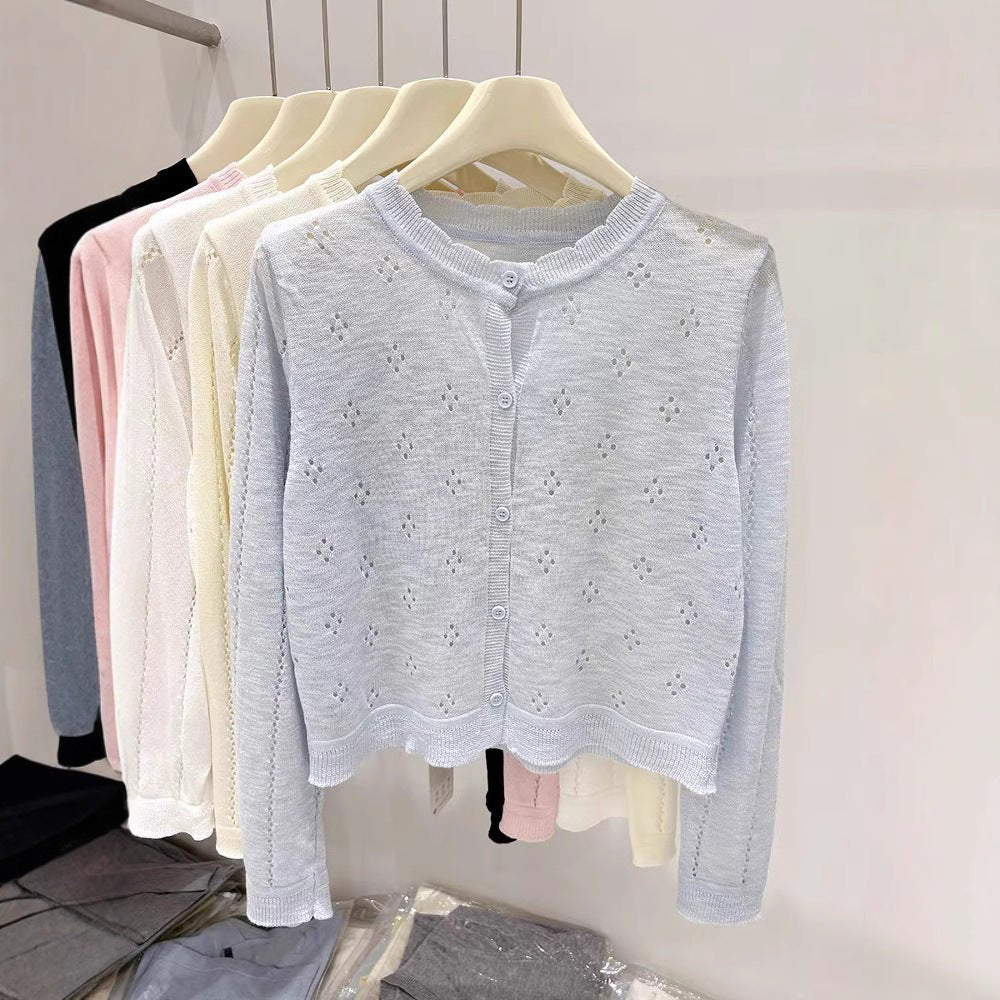 Bamboo hemp sunscreen cardigan women's summer new thin style with suspender skirt outside with small blouse knitted jacket top women - Negative Apparel
