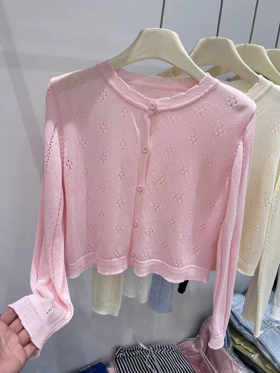 Bamboo hemp sunscreen cardigan women's summer new thin style with suspender skirt outside with small blouse knitted jacket top women - Negative Apparel