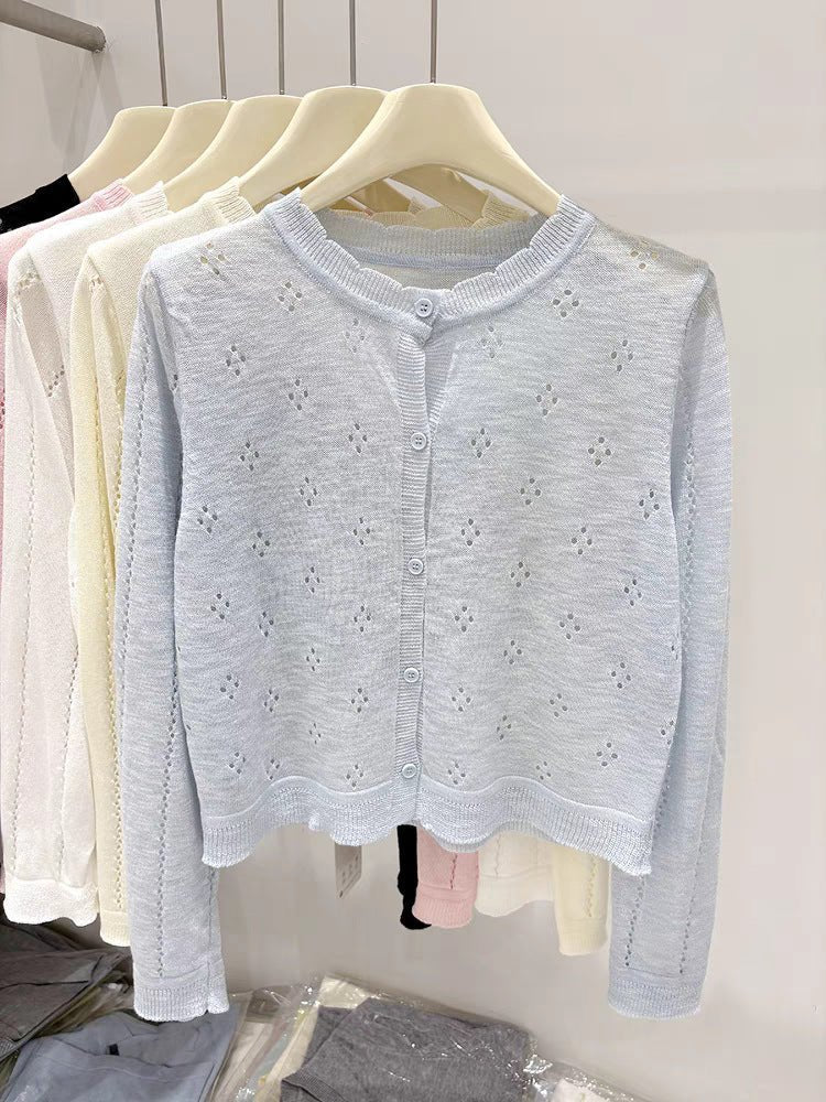 Bamboo hemp sunscreen cardigan women's summer new thin style with suspender skirt outside with small blouse knitted jacket top women - Negative Apparel