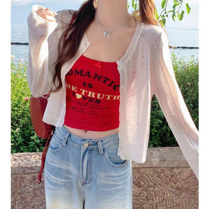 Bamboo hemp sunscreen cardigan women's summer new thin style with suspender skirt outside with small blouse knitted jacket top women - Negative Apparel