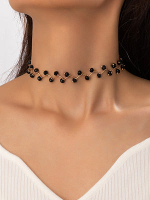 Bead Decor Choker - Negative Apparel