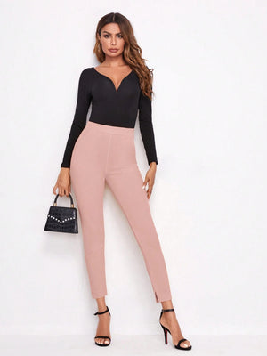 BizChic Solid Slant Pocket Pants - Negative Apparel