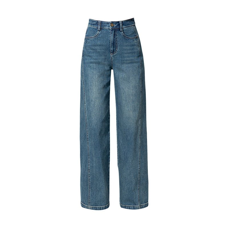 Black and gray high - waisted wide - leg jeans women's 2025 spring new small pear - shaped thin straight floor pants - Negative Apparel