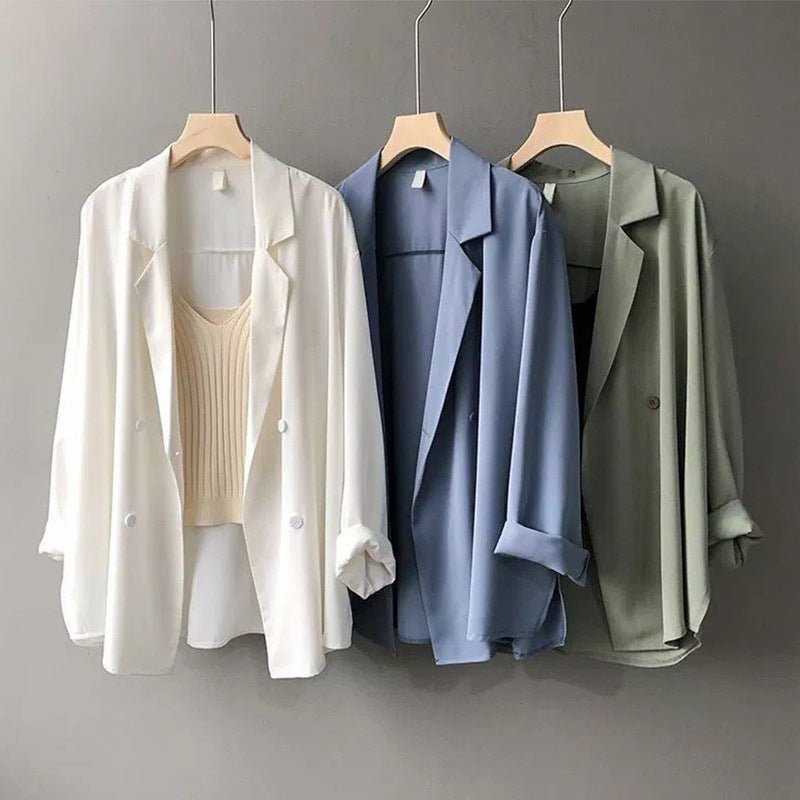 Blazer women's spring and summer thin British style loose Korean version sunscreen small suit - Negative Apparel