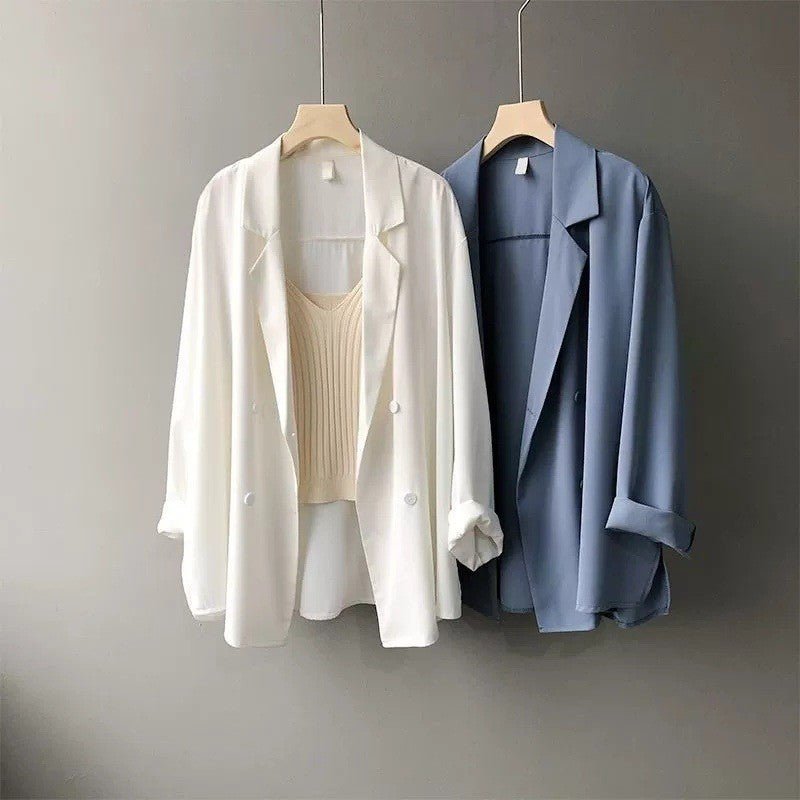 Blazer women's spring and summer thin British style loose Korean version sunscreen small suit - Negative Apparel
