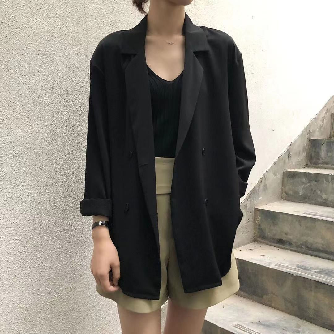 Blazer women's spring and summer thin British style loose Korean version sunscreen small suit - Negative Apparel