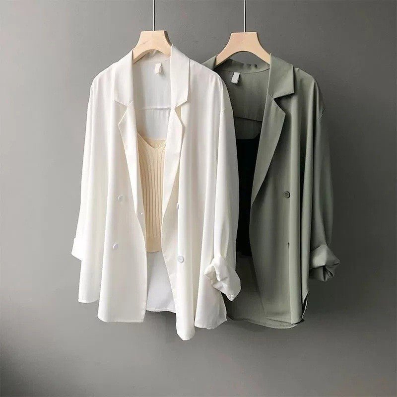 Blazer women's spring and summer thin British style loose Korean version sunscreen small suit - Negative Apparel