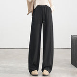 Blue Scimitar Straight Jeans Women's 2025 Spring Pants Women's Drawstring High Waist Legs Long Loose Casual Pants - Negative Apparel