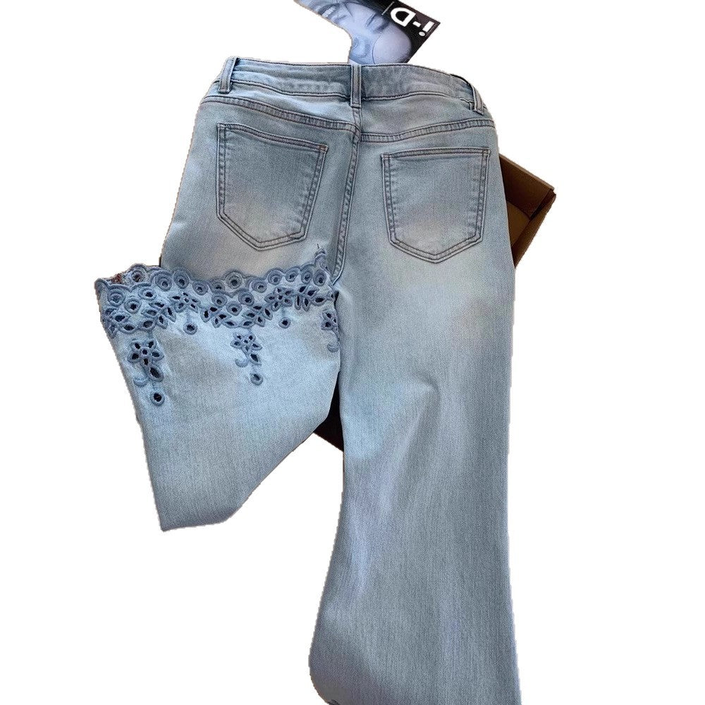 Blue Women’s High - Waist Nine - Point Straight - Leg Denim Jeans – Japanese & Korean Casual Style with Button & Zipper Detail | Summer 2025 Collection - Negative Apparel