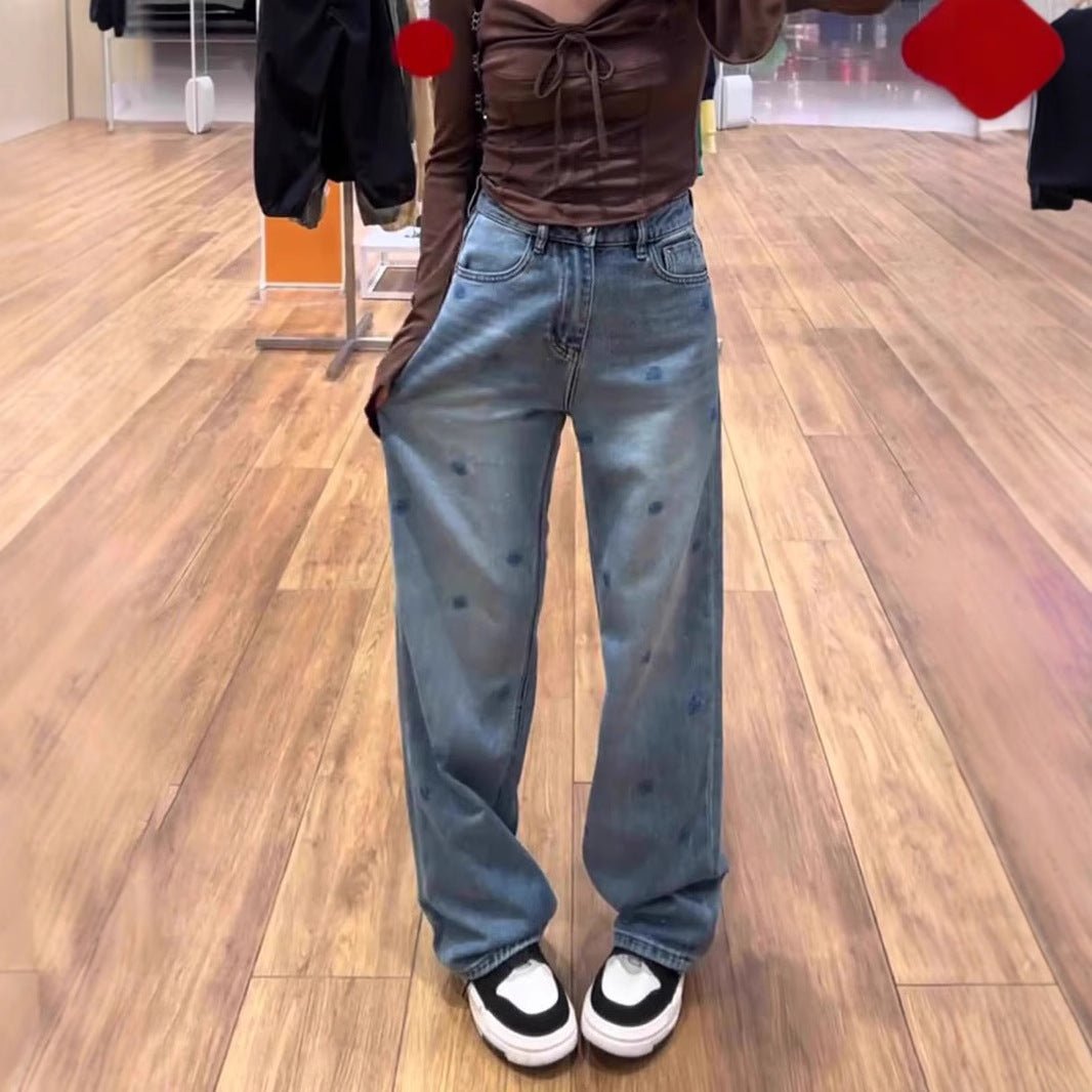 Blue Women’s High - Waist Wide - Leg Denim Jeans – Minimalist Japanese & Korean Casual Style with Pocket Detail | Spring 2025 Collection - Negative Apparel