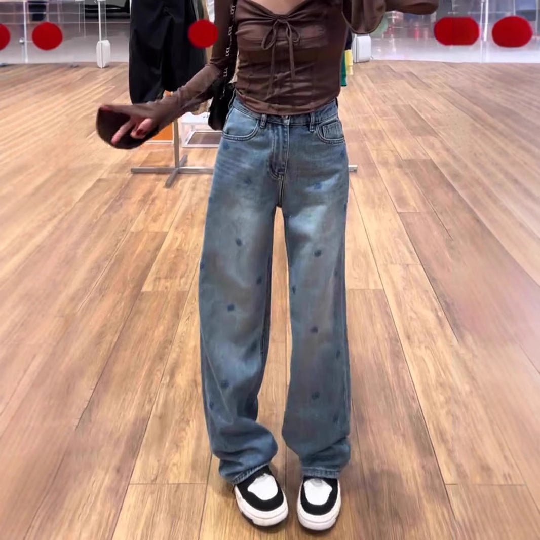 Blue Women’s High - Waist Wide - Leg Denim Jeans – Minimalist Japanese & Korean Casual Style with Pocket Detail | Spring 2025 Collection - Negative Apparel