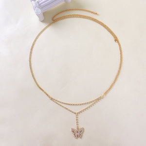 Body chain new simple fashion beach high - grade rhinestone butterfly waist jewelry - Negative Apparel