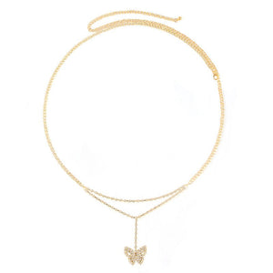 Body chain new simple fashion beach high - grade rhinestone butterfly waist jewelry - Negative Apparel