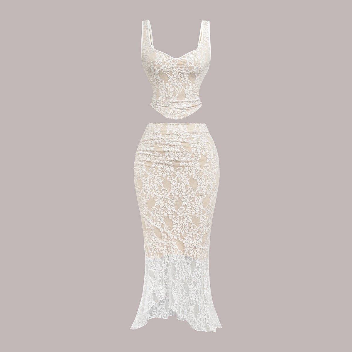 Bohemian Lace Sleeveless Skirt Set – Summer 2025 - Negative Apparel