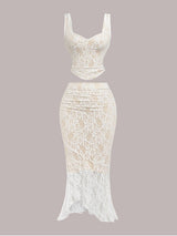 Bohemian Lace Sleeveless Skirt Set – Summer 2025 - Negative Apparel